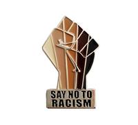 Broche esmaltado con texto en inglés "Say No to Racism" Black Lives Matter