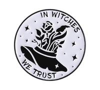 Broche esmaltado de bruja con gatos negros, accesorio de joyería gótica con detalle de lunas para decoración de ropa punk, accesorios de decoración de dibujos animados, talla única, como se describe