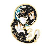 Broche esmaltado de galaxias y gatos astronauta, constelaciones del zodiaco encantador, accesorio de joyería para sombreros, bolsos, regalos, alfileres de solapa con constelaciones de gatos