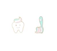 Broche esmaltado para dientes y cepillos de dientes, juego de pines de solapa para dientes de dibujos animados, pines de solapa para concienciación sobre la salud de los dientes, broche para abrigos