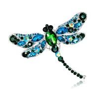 Broche europeo y americano con diseño de flor en el pecho, libélula, seda, bufanda, hebilla, animal, Piedra Vidrio Piedra Esmaltado cristal, zirconia cúbica Ágata Obsidiana