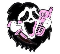 Broche fantasma esmalte rosa CD café araña corazón pin de solapa joyería, Klein, Metal no precioso