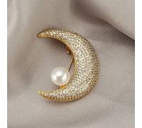 Broche Fashion Fashion Moon Broche lleno de accesorio anual de bodas de lujo de cristal para dama elegante accesorio de disfraces (color de metal: plateado)