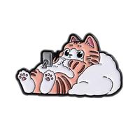 Broche felino juguetón para trajes casuales de aleación, accesorio de decoración de pecho para amantes de los animales, lindo pin felino, talla única, como se describe
