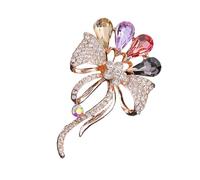 Broche floral brillante único con insignia floral de cristal artificial para uso diario, ocasión especial, accesorio vintage, One Size, como se describe
