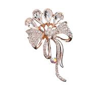 Broche floral brillante único con insignia floral de cristal artificial para uso diario, ocasión especial, accesorio vintage, talla única, como se describe