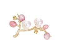 Broche floral de estilo chino vintage con diamantes de imitación de ciruelas y flores para ropa, adorno vintage, elegante broche de rosa para atuendo formal, Medio, como se describe
