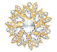 Broche floral vintage de hojas de cristal austriaco ramillete impresionante a la moda flor vid broche flor pin nupcial cinta art Deco broche para mujer cumpleaños, Cristal, Cristales