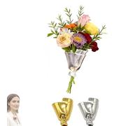 Broche for ramo de flores, broche artístico con florero, pin floral de solapa, kit de broches de boda DIY for ropa(Silver)