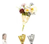 Broche for ramo de flores, broche artístico con florero, pin floral de solapa, kit de broches de boda DIY for ropa(Gold)