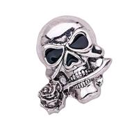 Broche gótico único de calavera de rosa para hombre, pin de solapa de aleación para trajes, chaquetas y trajes casuales, broche de calavera de rosa, talla única, como se describe