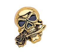Broche gótico único de calavera de rosa para hombre, pin de solapa de aleación para trajes, chaquetas y trajes casuales, broche de calavera de rosa, talla única, como se describe