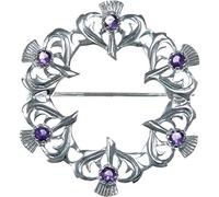 Broche Grande Cardo Escocés de Plata de Ley y Amatista