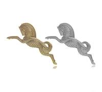 Broche grande de caballo vintage para mujeres y hombres, accesorio de joyería de animales en tono dorado antiguo para añadir un toque distintivo a cualquier atuendo (AL1080-A)