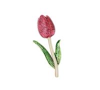 Broche hecho a mano de aleación artística para uso casual/formal, decoración de bolsa inspirada en la naturaleza, accesorio único de tulipanes, talla única, como se describe
