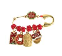 Broche Imperdible Chino de Suerte, Rojo, Metal y Tela, Estilo Vintage | Amuleto Decorativo Multifunción, para Accesorios y Bolsas, Adecuado en Showers y Matrimonio