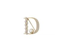 Broche inicial de perlas de cristal chapado en oro con diamantes de imitación D letra alfabeto Breastpin joyería para regalos