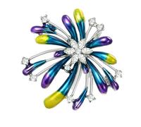 Broche inspirado en pirotecnia artística con diamantes de imitación para una expresión de estilos únicos en varios entornos. Joyería para mujer, One Size, como se describe