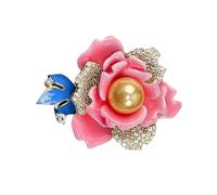 Broche intrincado de peonía china esmaltada con revestimiento de flor de Cloisonne, insignia de solapa, aleación de moda, accesorio floral, pin de solapa de flor de Cloisonne, One Size, como se