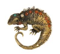 Broche Lagarto Antiguo Delicado Cristal Aleación Zinc Animales Retro Alfiler Mujeres Hombres Joyería Regalos Chaquetas Trajes Vestido Prendedor (Chapado en oro)