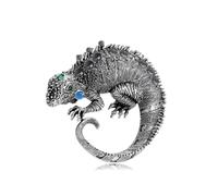 Broche Lagarto Antiguo Delicado Cristal Aleación Zinc Animales Retro Alfiler Mujeres Hombres Joyería Regalos Chaquetas Trajes Vestido Prendedor (Chapado en plata)
