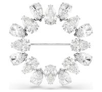 Swarovski Broche Matrix, con un Círculo de Swarovski Zirconia en Talla de Pera en una Tonalidad transparente y Direcciones Alternadas, Colección Matrix, Talla Pera, Baño en Rodio, Blanco
