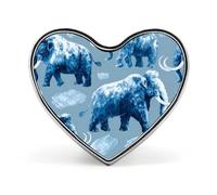 Broche metálico divertido con estampado de mamut lanudo de 2,5 cm (1 pulgada) en forma de corazón | Accesorios novedosos para ropa, sombreros, bolsos y corbatas, ideales para hombres y mujeres.