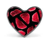 Broche metálico divertido con forma de corazón de 1 pulgada con forma de rebanada de carne, para ropa, sombreros, bolsos, accesorios, corbatas, decoración.