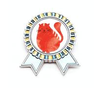 Broche naranja con diseño de gato gordo y acuarela, medalla ganadora del premio, Medium, Metal