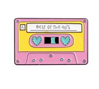 Broche nostálgico broche de solapa vintage broche de solapa broche esmaltado Best Song Broches Pin de cinta musical años 90 (2) Durability