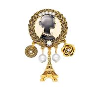 Broche ornamental único con retrato de mujer elaborado con aleación resistente para un uso prolongado Pin victoriano