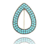 Broche ovalado con forma de gota de lágrima de vaquero del oeste turquesa para mujer, broches retro, broches clásicos de moda, accesorios de joyería de regalo, Metal, No es una piedra preciosa