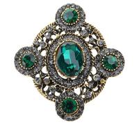 Broche ovalado de diamantes de imitación vintage con lazo y corazón, elegante ramillete, accesorio de joyería para mujer, evento formal, broche vintage para mujer, talla única, como se describe