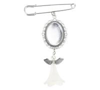 Broche ovalado para ramo de boda, diseño de ala de ángel, para madre de la novia o el novio con marco de encaje para ramo de boda, talla única, como se describe