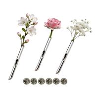 Broche para flores, 3 piezas artísticas de acero inoxidable hecho a mano, broche de inserción de flores de rama, para la familia, día de la madre, fiesta, hogar, escuela, diario, vacaciones