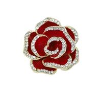 Broche para mujer, color rojo y negro, diseño de rosa floreciente, accesorios para ropa, Piedra Vidrio Piedra Esmaltado cristal, zirconia cúbica Ágata Obsidiana