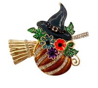 Broche para mujer, diseño de calabaza, araña, esqueleto, bruja, sombrero, broche de solapa esmaltado para Halloween, Acción de Gracias, Metal, No es una piedra preciosa