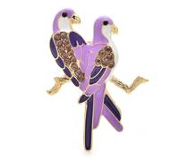 Broche para mujer, unisex, de 2 colores, con diseño de loros y pájaros, estilo casual, Piedra Vidrio Piedra Esmaltado cristal, No es una piedra preciosa