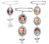 Broche para ramo de boda, para hacer fotos, marco de encaje, dije de boda, cabujones de cristal ovalados, Metal