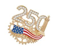 Broche patriótico conmemorativo del 250 aniversario de Estados Unidos con detalle de diamantes de imitación y Pin de solapa patriótico de diseño atrevido