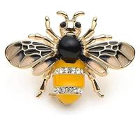 Broche plateado, Honey Bee Yellow Small Cute Brooch Pin Gold Clear Crystal Exquisite