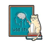 Broche portátil ligero con diseño de gatos y profesores, alienta la actividad de pensamiento, fácil de fijar