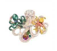 Broche pulpo peculiar con incrustaciones de pedrería Chica Moda adorable con alfileres Accesorios populares de corsage Falda de vestir Pin