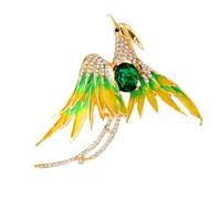 Broche Qipao para mujer, accesorio de solapa de pájaro en tono dorado con detalle decorativo chino para abrigo y solapa Broche de pájaro Pin chino Accesorio Qipao para mujer Abrigo Suéter Acento en