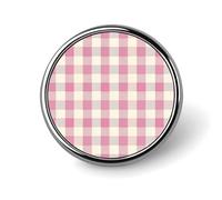 Broche redondo a cuadros de color rosa claro y crema para hombres y mujeres, insignia, collar, vestido, chaqueta, mochila, accesorios