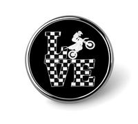 Broche redondo a cuadros de moto de cross, alfiler para solapa, corbata, para mujer, hombre, oficinista, profesor, decoración