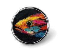 Broche redondo abstracto con diseño de pez colorido para hombres y mujeres, insignia, collar, vestido, chaqueta, mochila, accesorios
