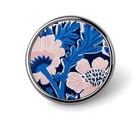 Broche redondo botánico vintage con hojas de acanto y flores de peonía para hombres y mujeres, insignia, collar, vestido, chaqueta, mochila, accesorios