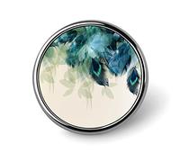 Broche redondo con diseño abstracto de plumas de pavo real, hojas azules y verdes, unisex, suave, para solapa de corbata, insignia ligera, joyería, artesanía, decoración para disfraz, accesorio par