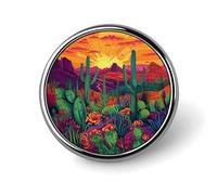 Broche redondo con diseño de cactus vibrante y colorido del desierto, alfiler para solapa, corbata, para mujeres, hombres, trabajadores de oficina, decoración para profesores